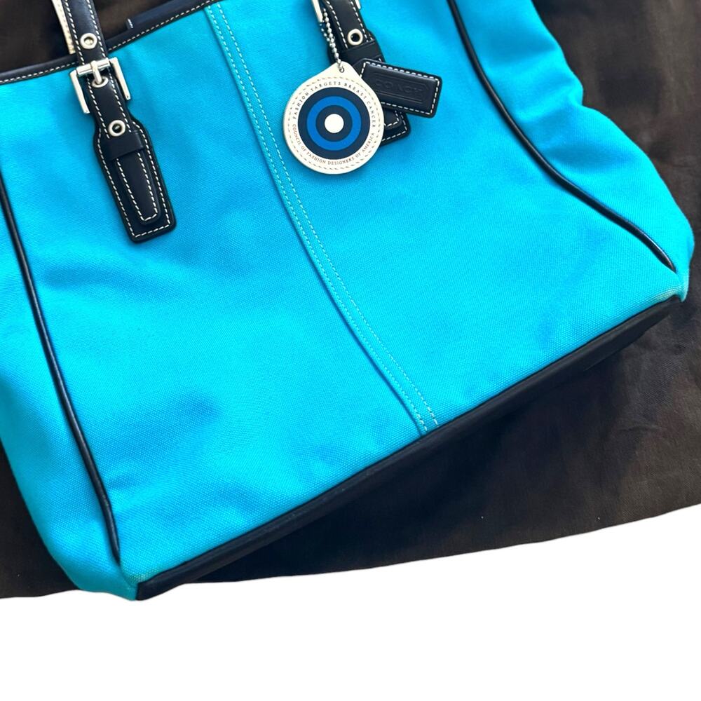 Coach x Fashion Targets Breast Cancer CFDA Turquoise Rare Top Handle Bag - Picture 3 of 7